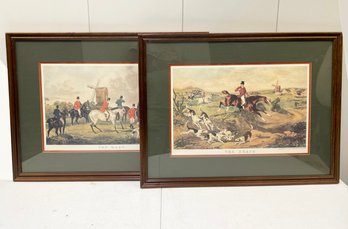 A Pair Of Vintage Hunting Prints - COA On Reverse