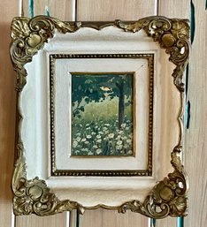 Vintage Oil On Wood Painting 'Woodland Daisies'  10' X 11'