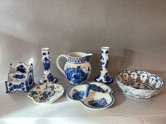 Large Lot Of Blue Ceramic Pieces, Many By Nantucket