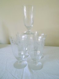 7 Etched Parfait Glasses