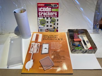 Working Paper Clock Kit, Code Crackers, Paper, Pencils, Erasers And More Lot