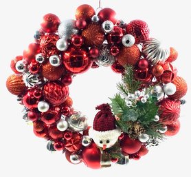 Happy Snowman Holiday Bulb Wreath - 14'