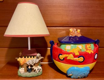 Adorable DANSK NOAHS ARK Cookie Jar & NOAHS ARK Nightlight