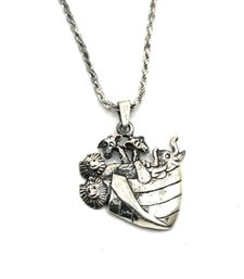 Vintage Sterling Silver Noah's Ark Pendant On Italian Sterling Silver Chain