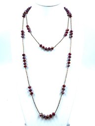 Cranberry A.b. Faceted Bead Necklace