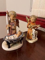 Two MJ Hummel By Goebel Germany Ceramic 'Angels With Baby Jesus'