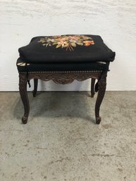 Vintage Needlepoint Floral Footrest