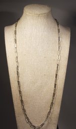 Fine Paperclip Style Sterling Silver Link Necklace Chain 26' Long