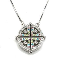 Beautiful Sterling Silver Reversable Multicolor Stone Necklace