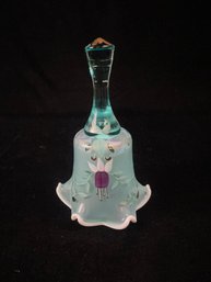 Fenton Glass Bell Designer Series Deco Aqua Fuchsia 95th Anniversary Exclusive Retired Hand Painted S.