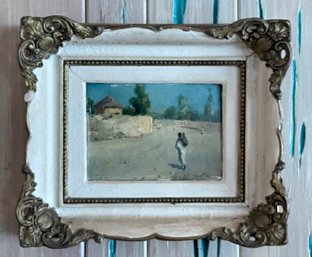 Original Signed Vintage Oil On Wood 'Africa' By R. Pittou
