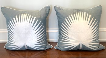 PAIR Ankasa Dusty Blue & Ivory Linen Pillows