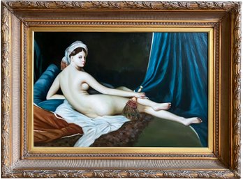 A High Quality Oil On Canvas Reproduction By Arthur Meureen After Ingres' Reclining Nude