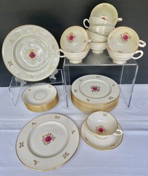 Vtg Lenox RHODORA P471 Service For 10 Salad Plates, 10 Footed Cups & Saucers