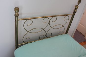 Pair Of Twin Brass Headboards And Bed Frames And Skirts