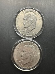 2 Eisenhower Dollars 1971, 1976