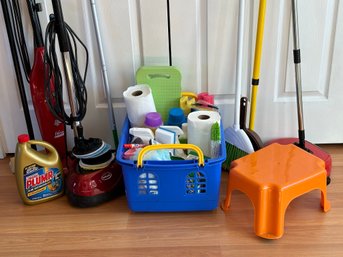 A Large Assortment Of Cleaning Supplies