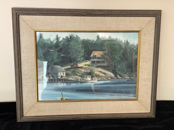 Richard Wiggin Johnson Framed Watercolor Of Maine - Artist Signed