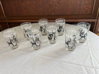 Vintage 'Swanky Swig' Hazel Atlas Juice Glasses, Set Of Eight