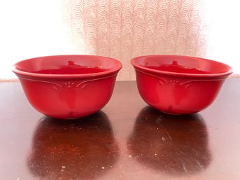 Pair Of Winterberry Ruby By Pfaltzgraff Stoneware Soup/Cereal Bowls