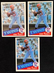 Lot Of (3) 1985 Topps Kirby Puckett Rookie Cards