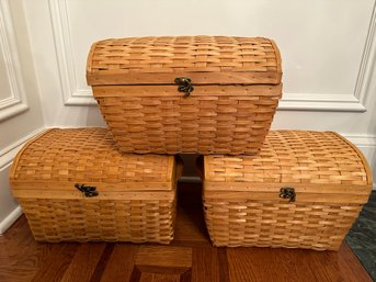 Three Vintage Trunk Style Baskets