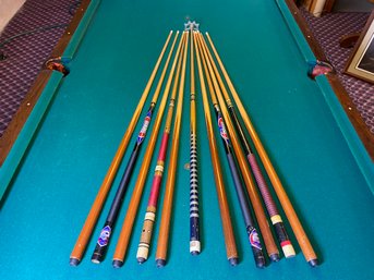 Pool Cue Collection With Bridge