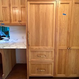 A Subzero 700TR - Refrigerator With Oak Panel And Brass Hardware