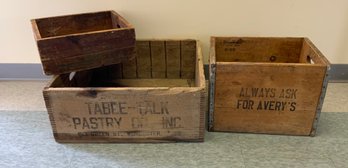 3 Nice Vintage Wood Storage Crates (T)