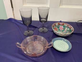 Vintage Glass And  Asian Porcelain Lot