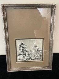 Rembrandt 'Man Dictating A Letter To A Scribe' Framed Pen Sketch Print