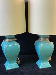 2 Piece Blue Ceramic Table Lamp Collection