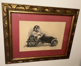 Charming Vintage Signed/Numbered CHARLES BRAGG LITHOGRAPH- World Famous Humorist- Race Car Driver!