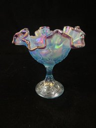 Fenton Blue/Pink Opalescent Compote