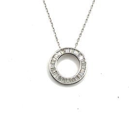 Sterling Silver Clear Stones Open Circle Pendant Necklace