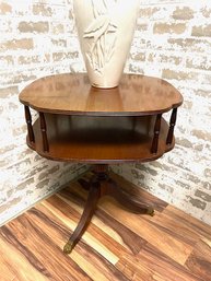 Vintage Handcrafted Solid Wood Margolis 2 Tier Table.