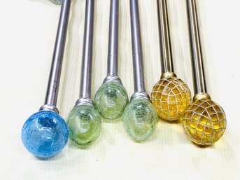 Group Of Curtains Rods - Glass Finials