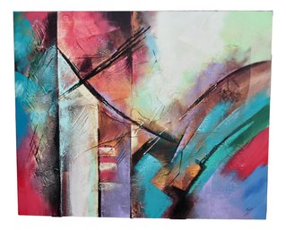 Lively Multicolor  Abstract Art On Canvas By Jan