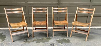 Lot Of Four Wooden Folding Chairs From Yugoslavia