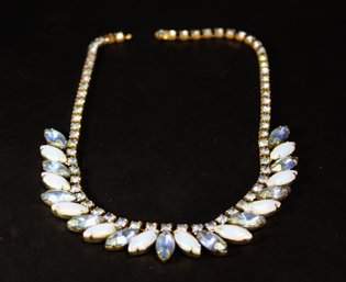 Vintage Blue White Opaque Rhinestone Necklace (needs Clasp)