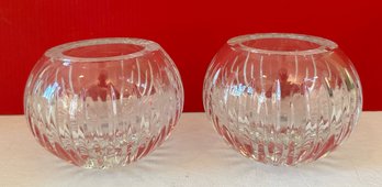 Pair Of Handcut Crystal Votives From Yugoslavia