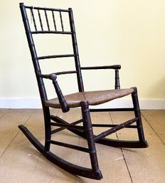 An Antique Child's Rocking Chair - Aesthetic Movement, Original Finish And Seat