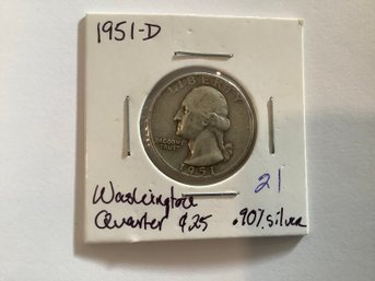 1951 D Washington Quarter 90 Silver 83