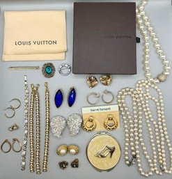 Large Lot Of Designer Costume Jewelry With Louis Vuitton Box
