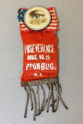 Antique Seeing Eye Celluloid Rhode Island Odd Fellows Badge With Damaged Ribbon