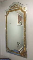 A Very Regal Gold Decorated Hanging Tombstone Mirror