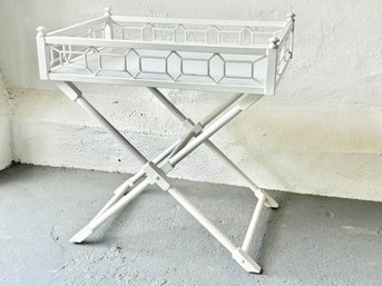 White Metal Tray Table, Possibly Horchow