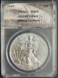 2019 American Silver Eagle Dollar ANACS Graded MS69