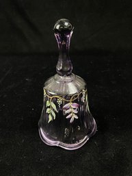 Vintage Fenton Glass Amethyst Purple Hand Painted Bell