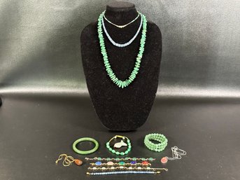 A Beautiful Assortment Of Vintage Jewelry In Natural Polished Stone & More